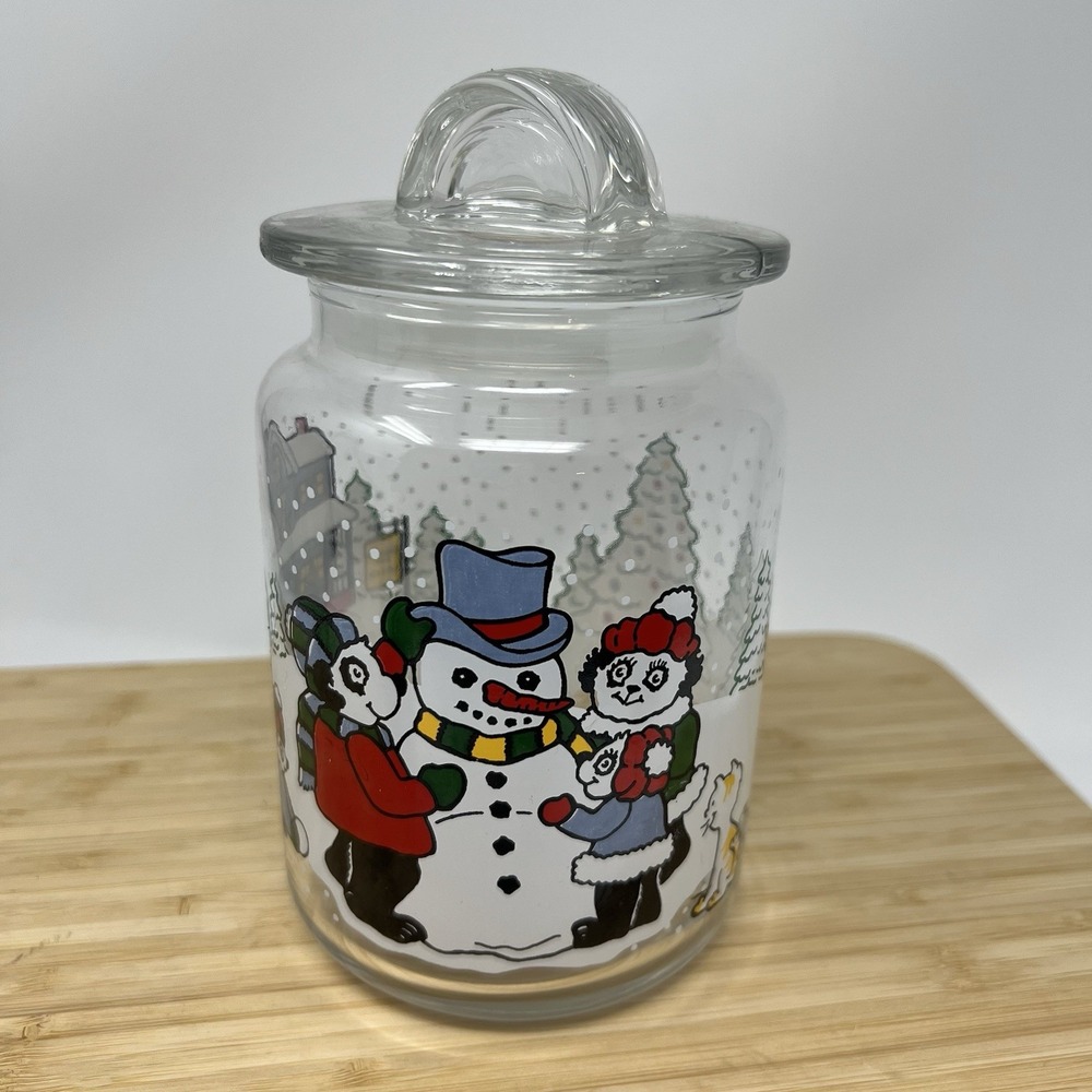 Vintage 1993 ADGI Snowman‎ Country Inn Winter Scene 7" Apothecary Candy Jar
